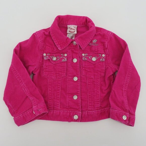 Disney Girls Extra Small XS 4 Pink Shimmer Embroidered Princess Corduroy Jacket - Picture 11 of 14